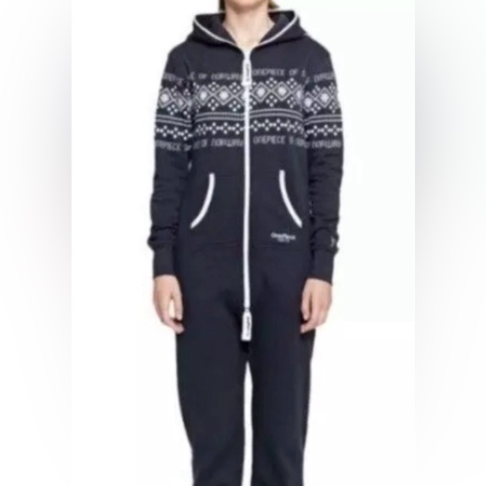 Onepiece Black and White Patterned Jumpsuit